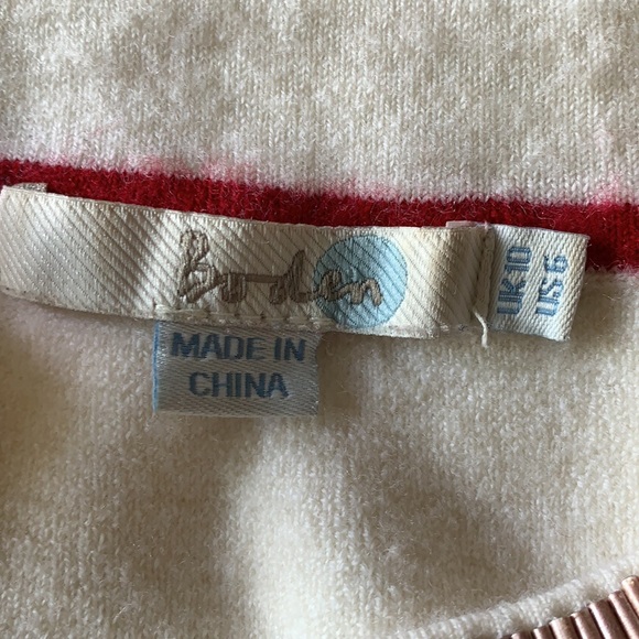 Boden Sweater Jeweled Pearl Collar Rose And Cream Sz 6 - Picture 8 of 12